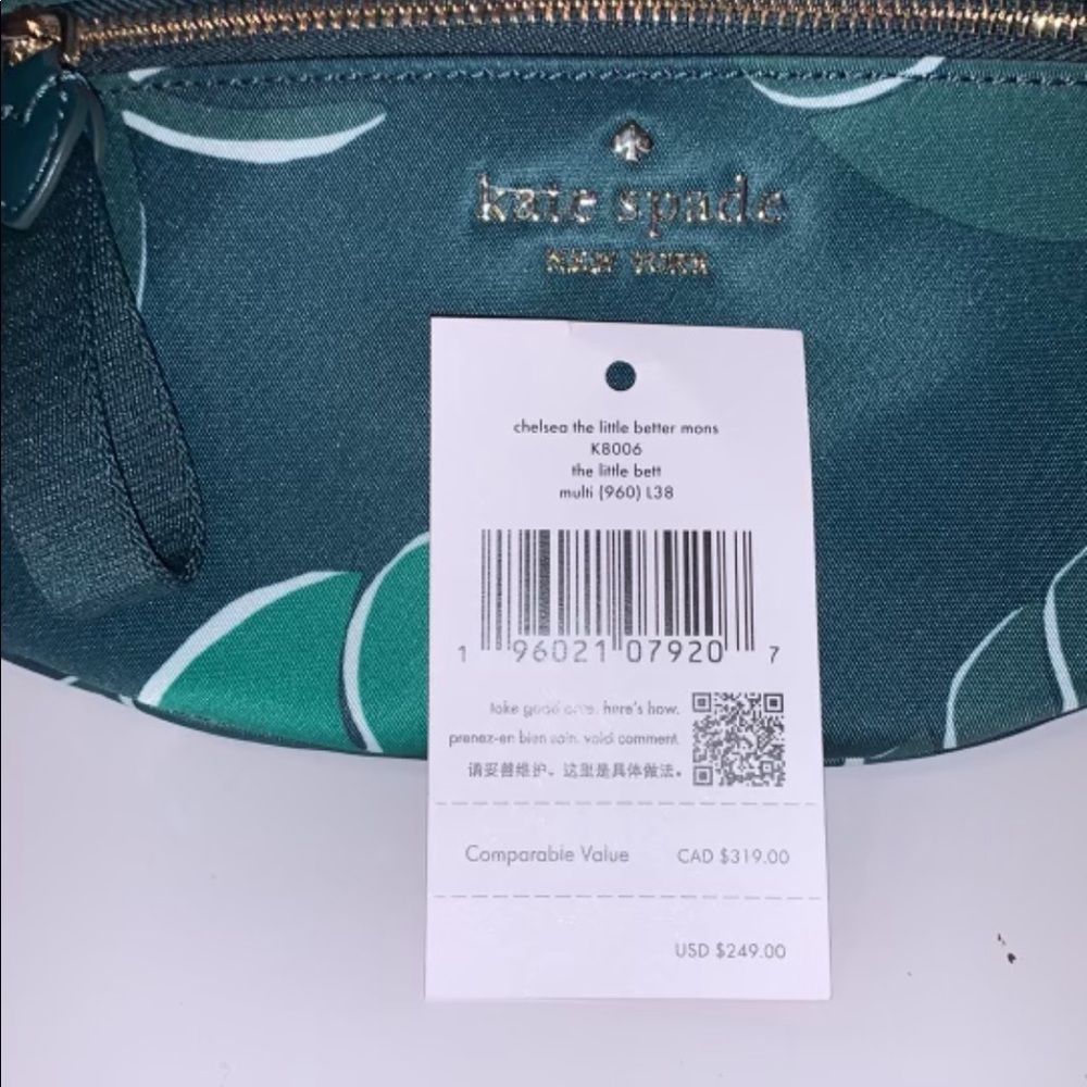 ♠️ 🍃 kate spade Chelsea Monstera Leaves Print Nylon Belt Bag Fanny Pack, Green - Picture 5 of 10
